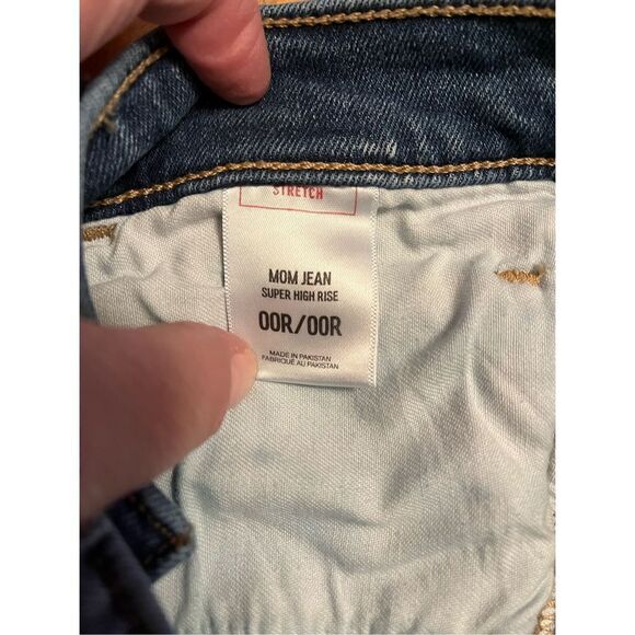 Express Super High Rise Mom Jeans Stretch Women's 00R (1825) - Picture 5 of 6